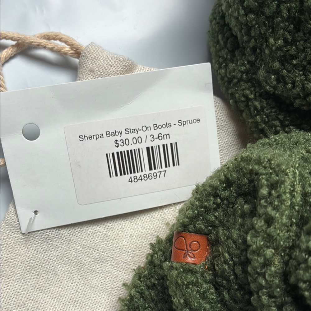 Goumi Kids Sherpa Snuggly Spruce Green Baby Shoes Stay-On Boots - Picture 9 of 10